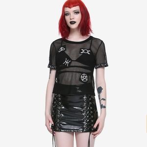 NWT! BlackCraft Cult Symbols Girls Fishnet Crop
